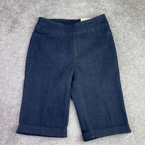 Soft Surroundings Shorts Women’s XS Blue Bermuda Pull On Cuffed Slimming - Picture 1 of 12